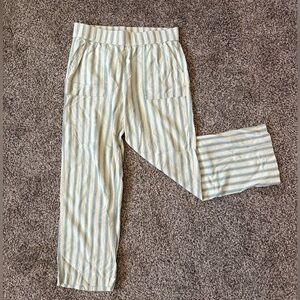 Toad&Co Cream and Green Striped Pants